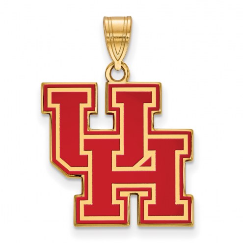 Houston Cougars NCAA Sterling Silver Gold Plated Large Enameled Pendant