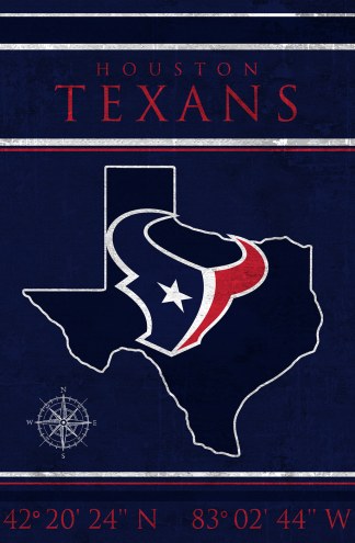 Houston Texans 17&quot; x 26&quot; Coordinates Sign