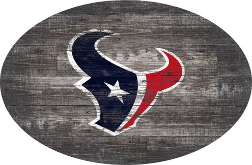 Houston Texans 46&quot; Distressed Wood Oval Sign