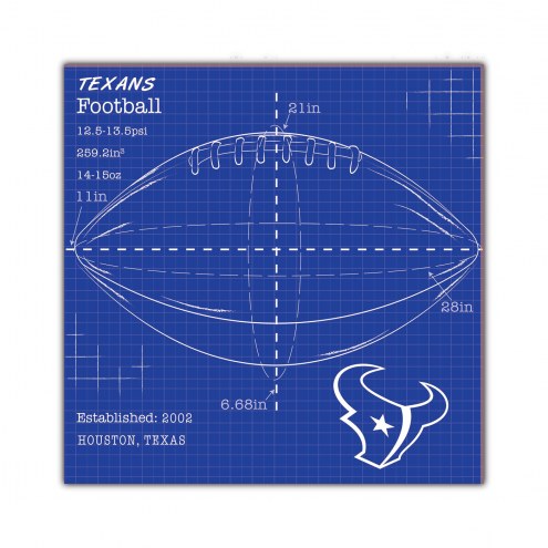 Houston Texans Ball Blueprint 10&quot; x 10&quot; Sign