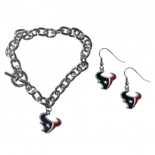 Houston Texans Chain Bracelet & Dangle Earring Set