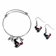 Houston Texans Dangle Earrings & Charm Bangle Bracelet Set