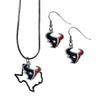 Houston Texans Dangle Earrings & State Necklace Set