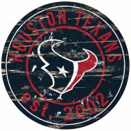 Houston Texans Distressed Round Sign