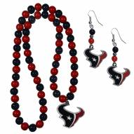 Houston Texans Fan Bead Earrings & Necklace Set