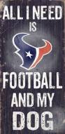 Houston Texans Football & Dog Wood Sign