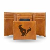 Houston Texans Laser Engraved Brown Trifold Wallet
