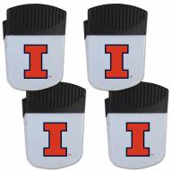 Illinois Fighting Illini 4 Pack Chip Clip Magnet with Bottle Opener