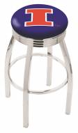 Illinois Fighting Illini Chrome Swivel Barstool with Ribbed Accent Ring