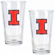 Illinois Fighting Illini College 16 Oz. Pint Glass 2-Piece Set