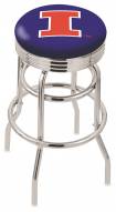 Illinois Fighting Illini Double Ring Swivel Barstool with Ribbed Accent Ring