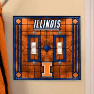 Illinois Fighting Illini Glass Double Switch Plate Cover