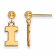 Illinois Fighting Illini Sterling Silver Gold Plated Dangle Ball Earrings