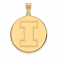 Illinois Fighting Illini Sterling Silver Gold Plated Extra Large Disc Pendant