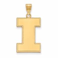 Illinois Fighting Illini Sterling Silver Gold Plated Extra Large Pendant