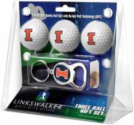 Illinois Fighting Illini Golf Ball Gift Pack with Key Chain