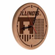 Illinois Fighting Illini Laser Engraved Wood Clock