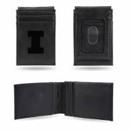 Illinois Fighting Illini Laser Engraved Black Front Pocket Wallet
