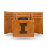 Illinois Fighting Illini Laser Engraved Brown Trifold Wallet
