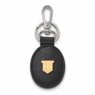 Illinois Fighting Illini Sterling Silver Gold Plated Black Leather Key Chain