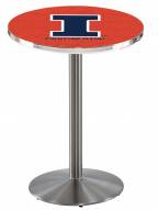 Illinois Fighting Illini Stainless Steel Bar Table with Round Base