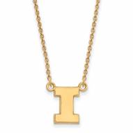 Illinois Fighting Illini Sterling Silver Gold Plated Small Pendant Necklace