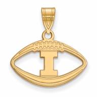 Illinois Fighting Illini Sterling Silver Gold Plated Football Pendant