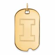 Illinois Fighting Illini Sterling Silver Gold Plated Large Dog Tag