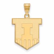 Illinois Fighting Illini Sterling Silver Gold Plated Large Pendant