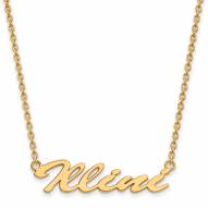 Illinois Fighting Illini Sterling Silver Gold Plated Medium Pendant Necklace