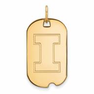 Illinois Fighting Illini Sterling Silver Gold Plated Small Dog Tag