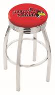 Illinois State Redbirds Chrome Swivel Barstool with Ribbed Accent Ring