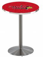 Illinois State Redbirds Stainless Steel Bar Table with Round Base