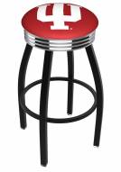 Indiana Hoosiers Black Swivel Barstool with Chrome Ribbed Ring