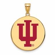 Indiana Hoosiers Sterling Silver Gold Plated Extra Large Enameled Disc Pendant