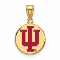 Indiana Hoosiers Sterling Silver Gold Plated Medium Enameled Disc Pendant