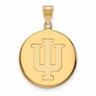 Indiana Hoosiers Sterling Silver Gold Plated Large Disc Pendant