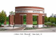 Indiana State Sycamores Campus Images Lithograph
