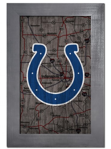 Indianapolis Colts 11&quot; x 19&quot; City Map Framed Sign