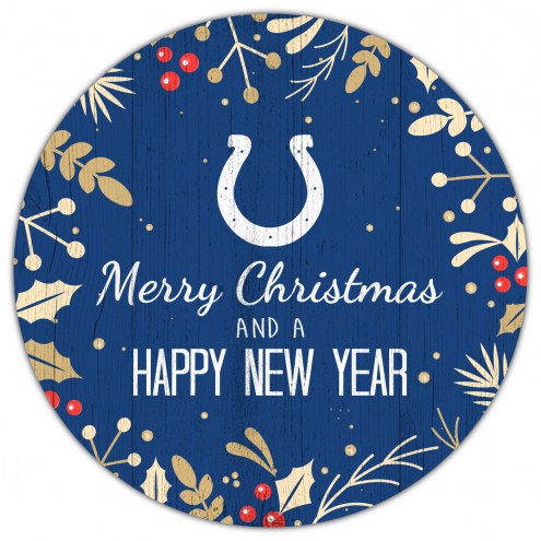 Indianapolis Colts 12&quot; Merry Christmas & Happy New Year Sign