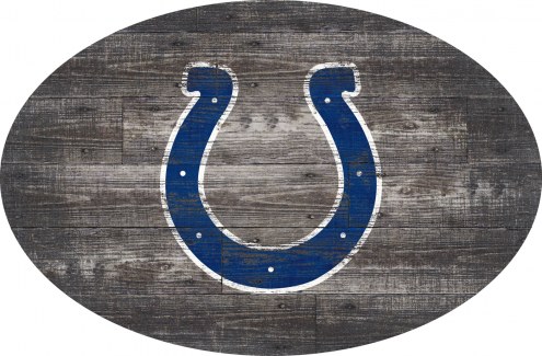Indianapolis Colts 46&quot; Distressed Wood Oval Sign