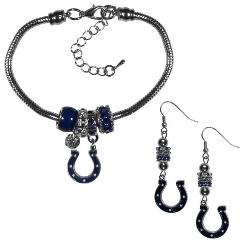 Indianapolis Colts Euro Bead Earrings & Bracelet Set