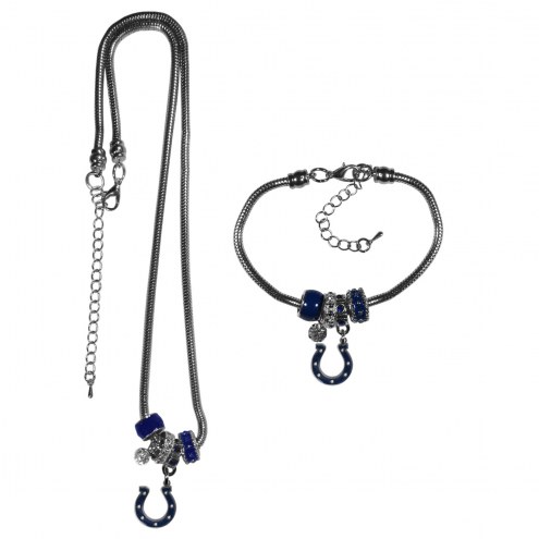 Indianapolis Colts Euro Bead Necklace & Bracelet Set