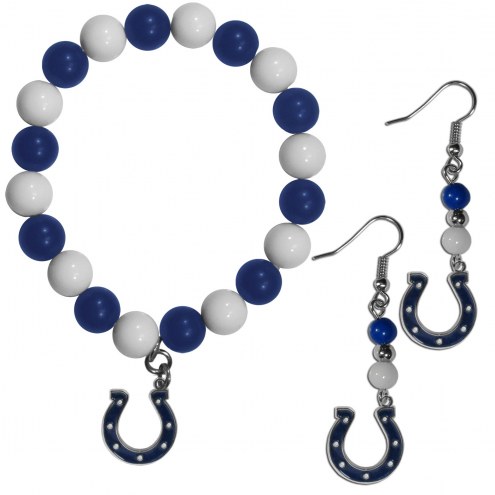 Indianapolis Colts Fan Bead Earrings & Bracelet Set