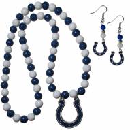 Indianapolis Colts Fan Bead Earrings & Necklace Set