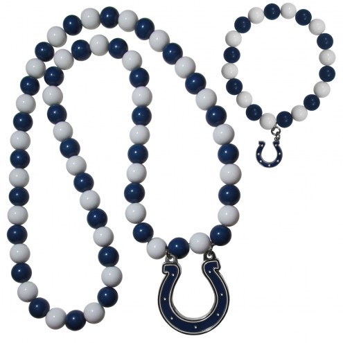 Indianapolis Colts Fan Bead Necklace & Bracelet Set