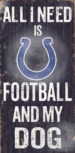 Indianapolis Colts Football & Dog Wood Sign