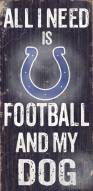 Indianapolis Colts Football & Dog Wood Sign