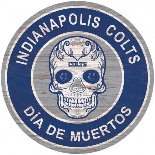 Indianapolis Colts Sugar Skull 12&quot; Circle Sign