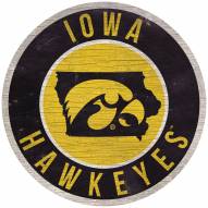 Iowa Hawkeyes 12" Circle with State Sign